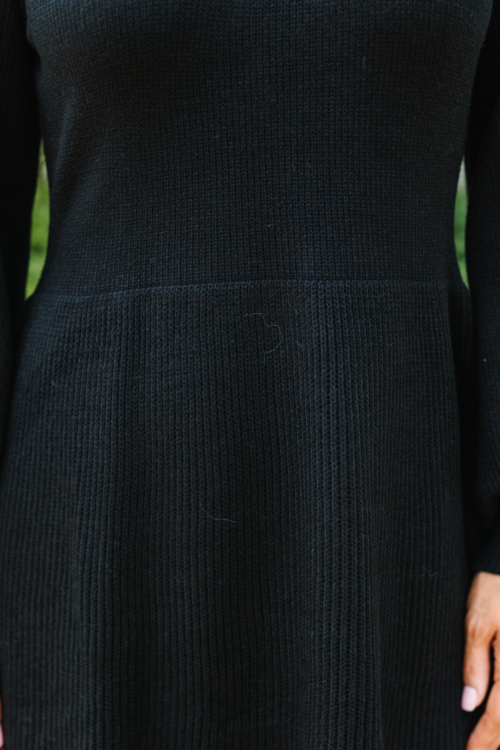 Catch Yourself Black Bubble Sleeve Sweater Dress Female Product Image