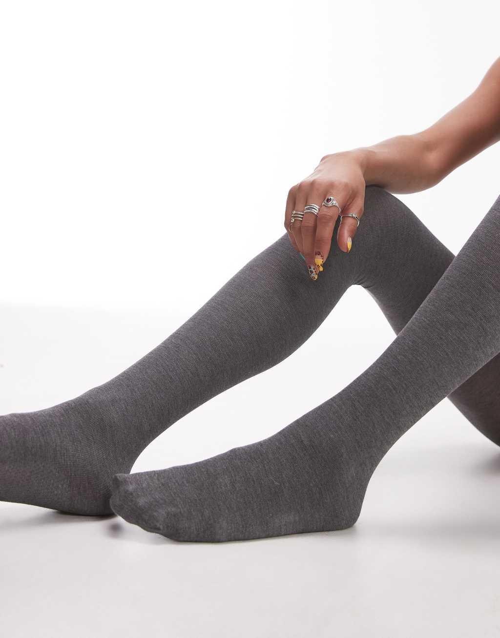 Topshop cotton tights in gray Product Image