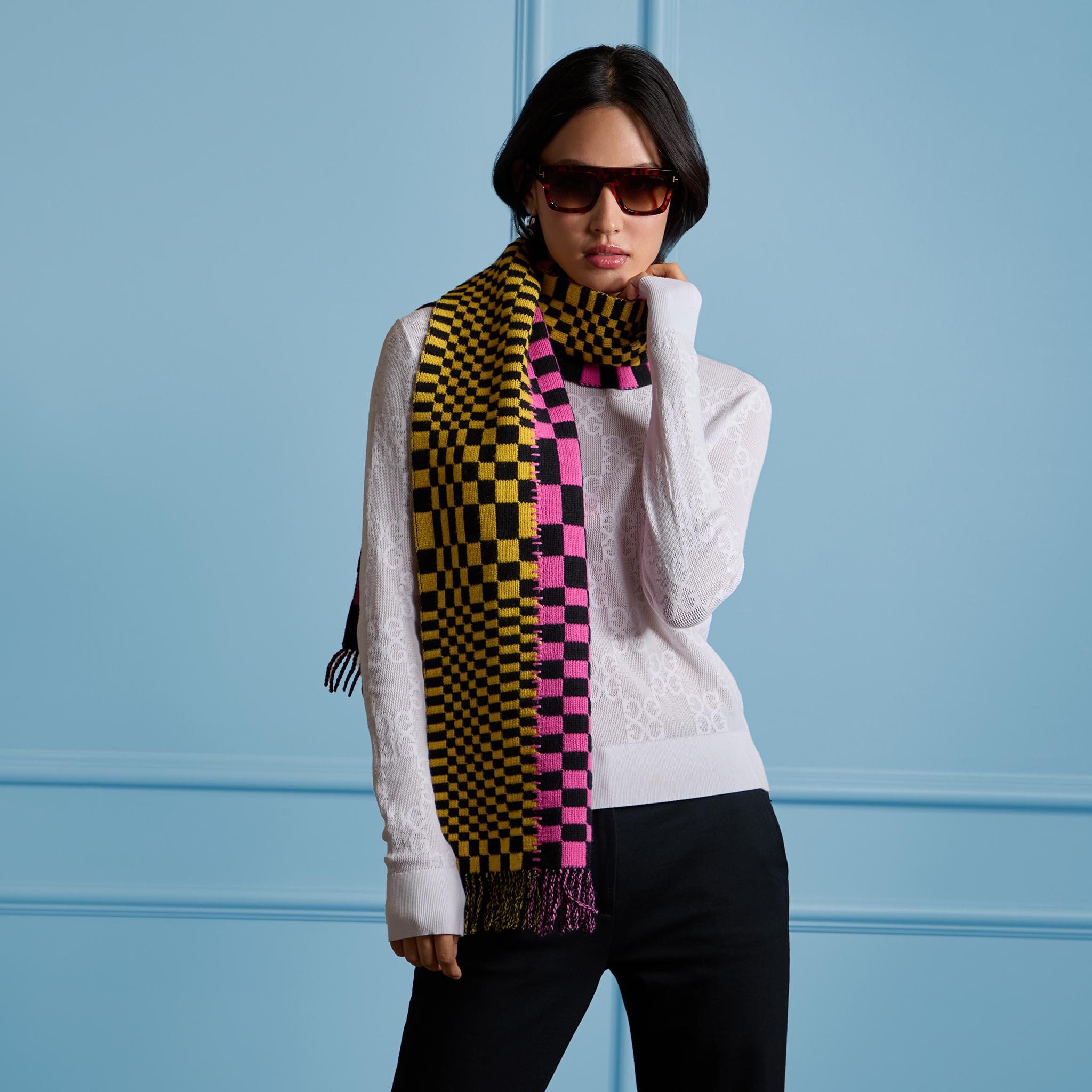 LTD RELEASE DISTORTED CHECK MERINO WOOL SCARF Product Image