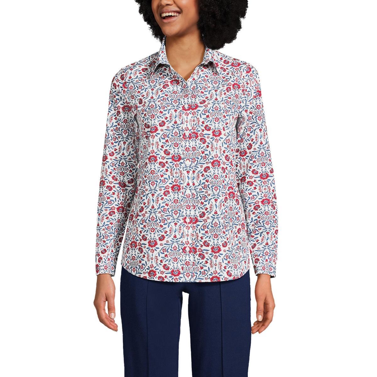 Lands End Womens Wrinkle Free No Iron Button Front Shirt Product Image