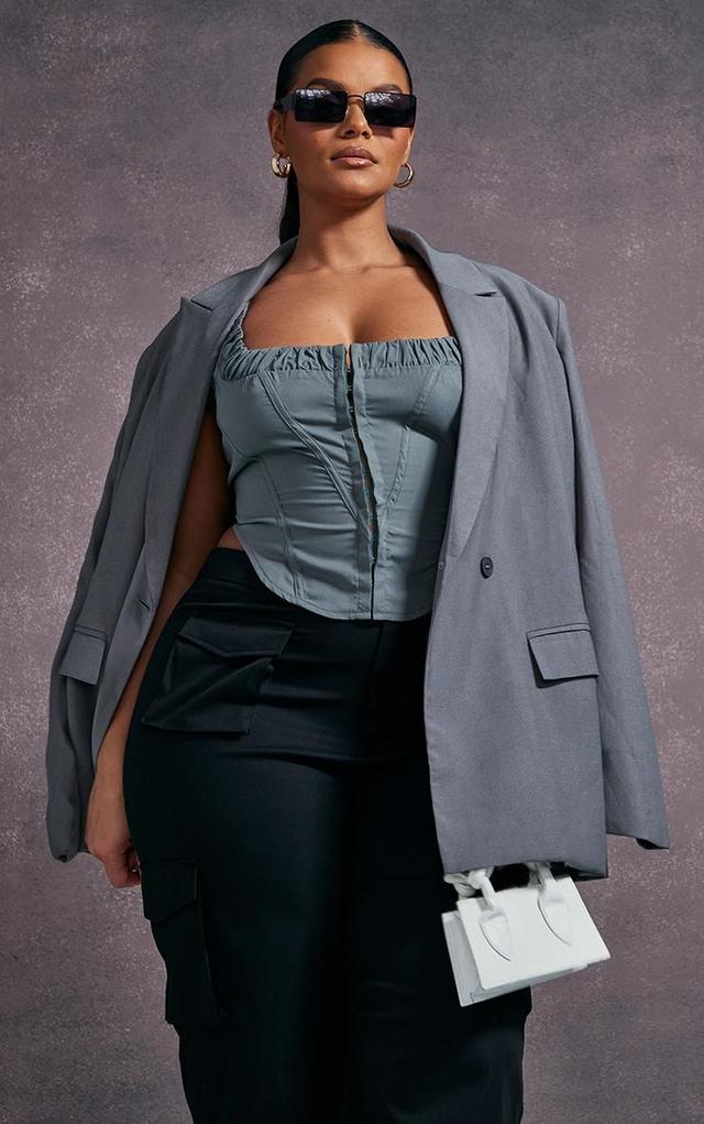 Plus Charcoal Ruched Corset Top Product Image