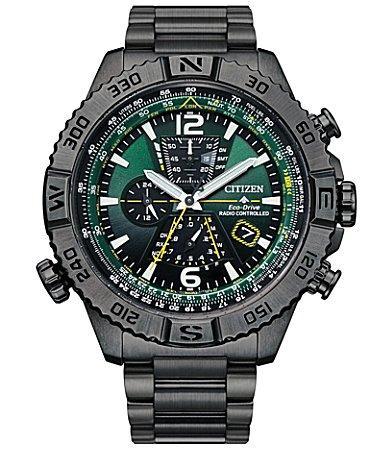 Citizen Mens Promaster Navihawk A-T Chronograph Grey Stainless Steel Bracelet Watch Product Image