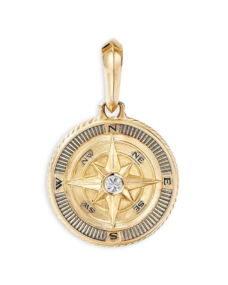 Mens Maritime Compass Amulet in 18K Yellow Gold with Center Diamond Product Image