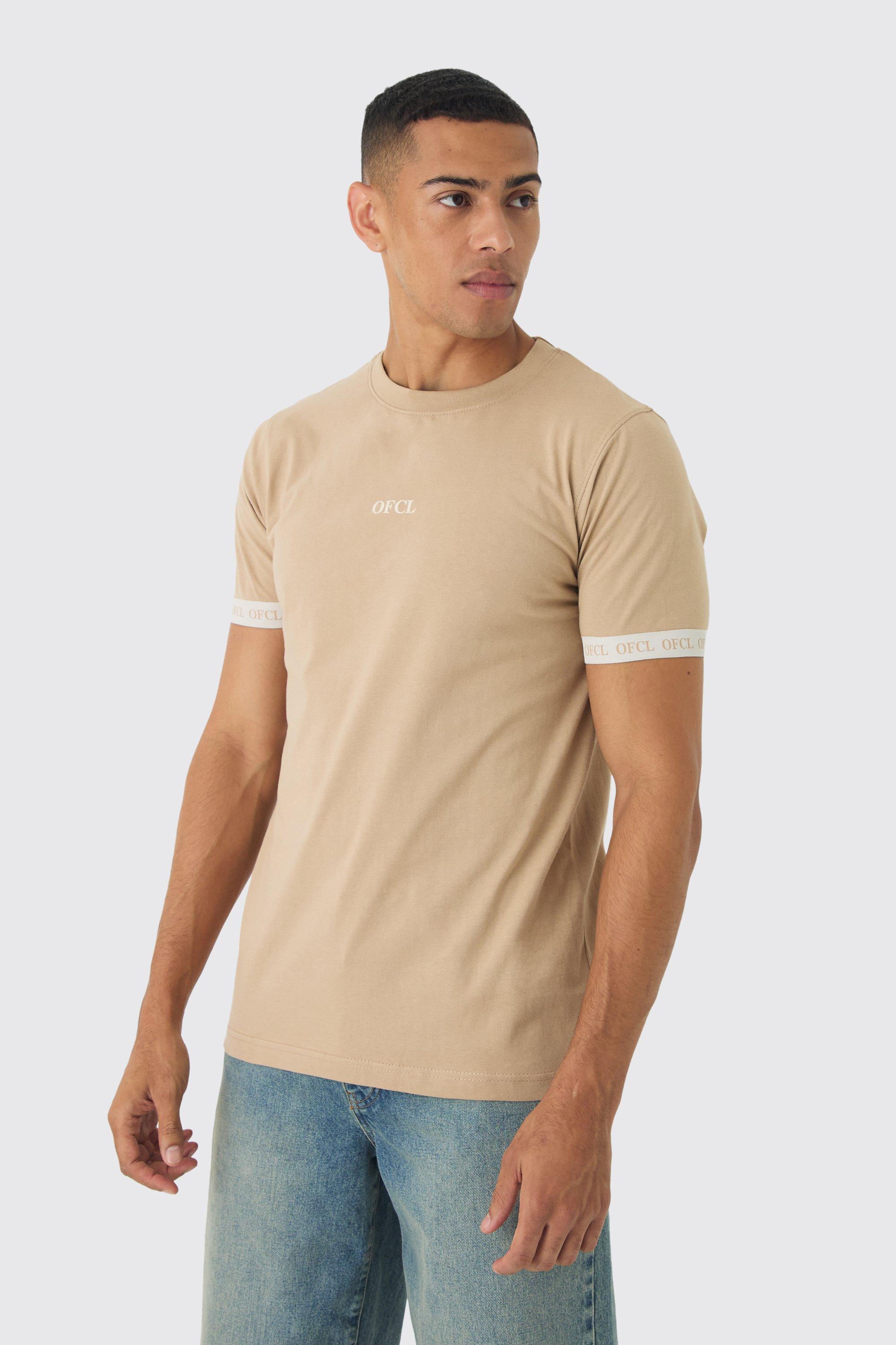 Slim OFCL Tape T-shirt | boohooMAN USA Product Image