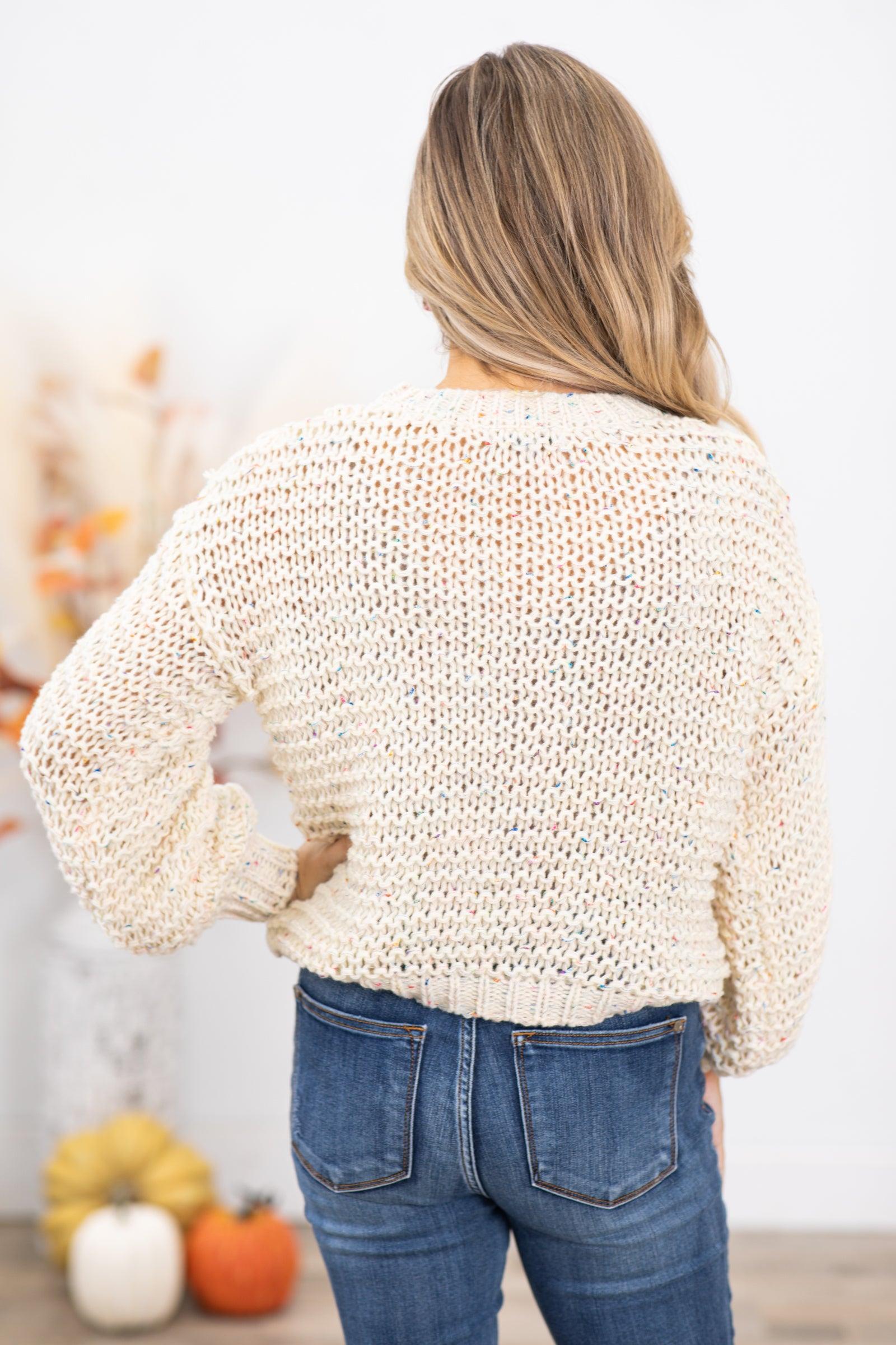 Cream Cable Knit Detail Sweater Product Image