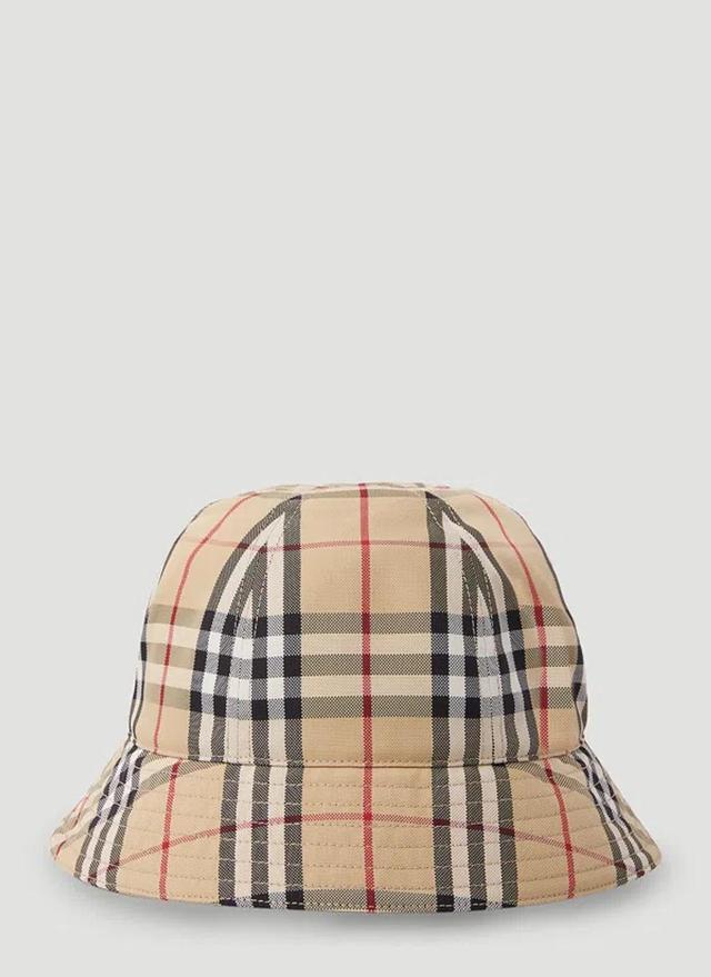 BURBERRY Men Signature Check Bucket Hat In Cream Product Image