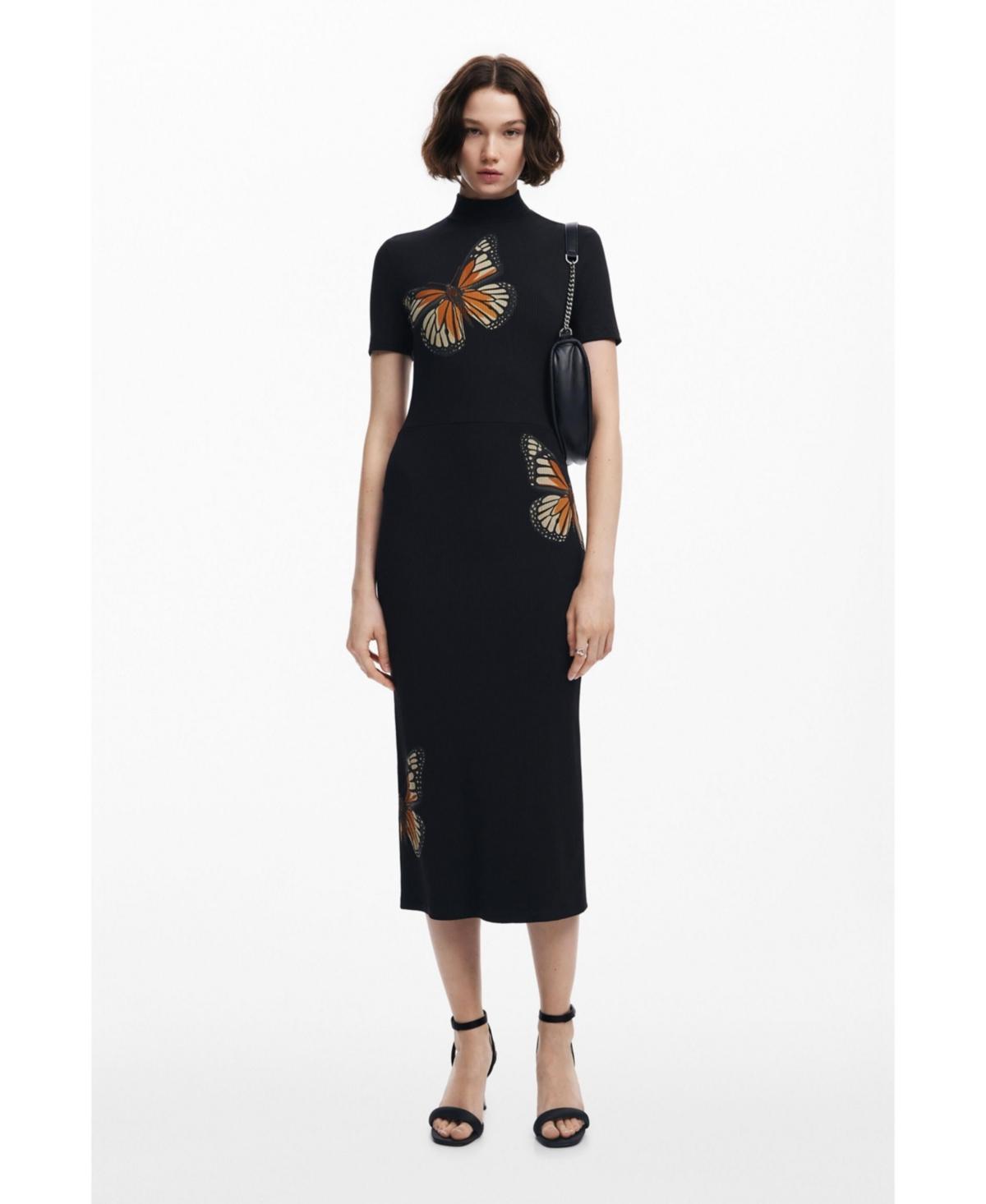 Desigual Womens Slim midi butterfly dress Product Image