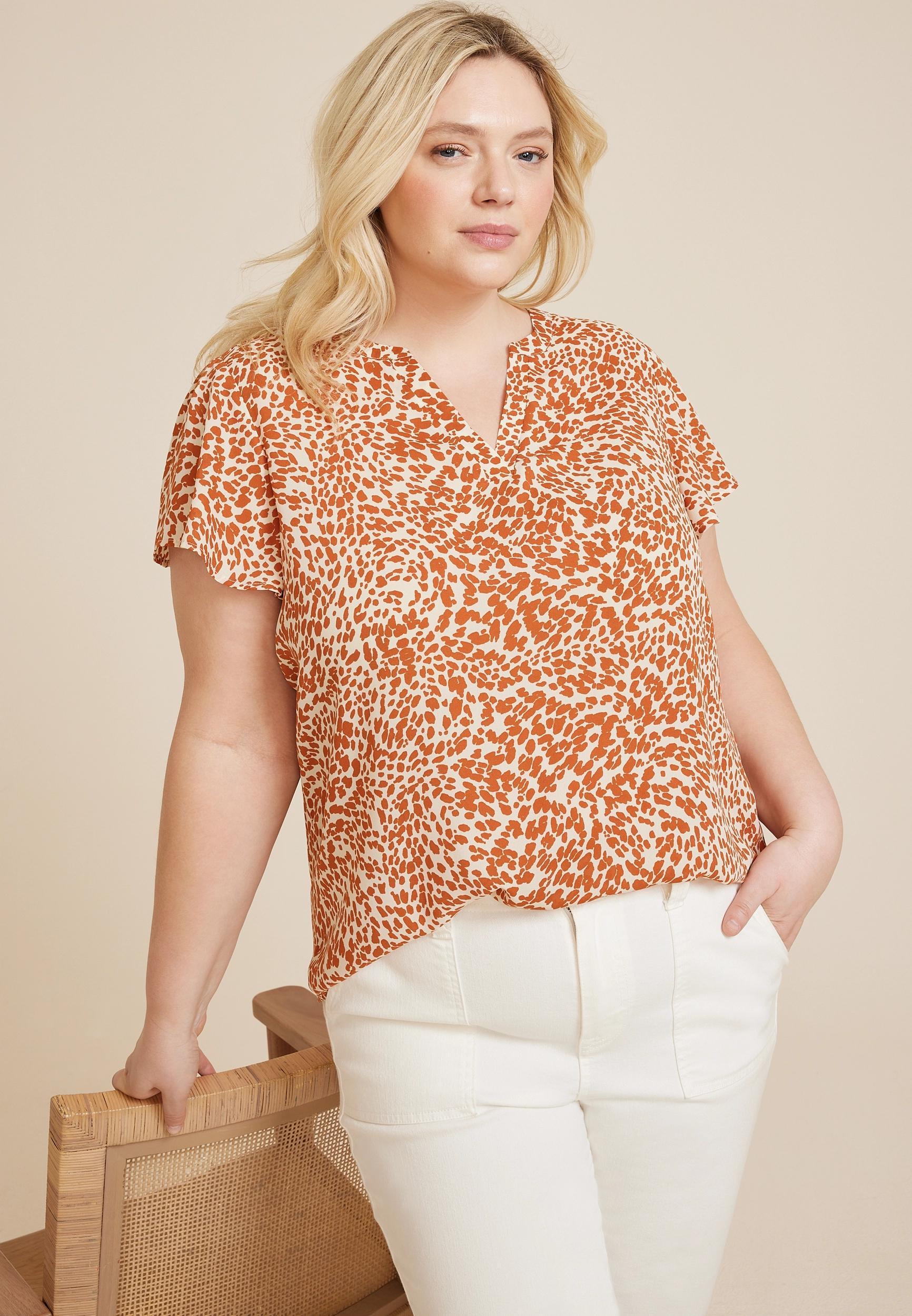 Maurices 4X Plus Size Womens Atwood Flutter Sleeve Blouse Product Image