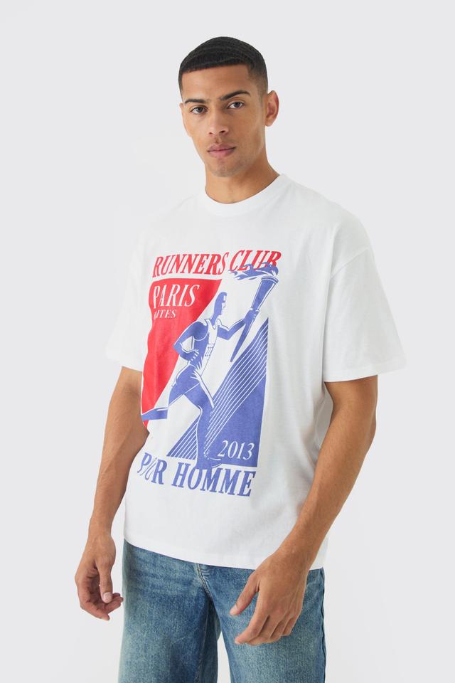 Oversized Running Club Print T-Shirt | boohooMAN USA Product Image