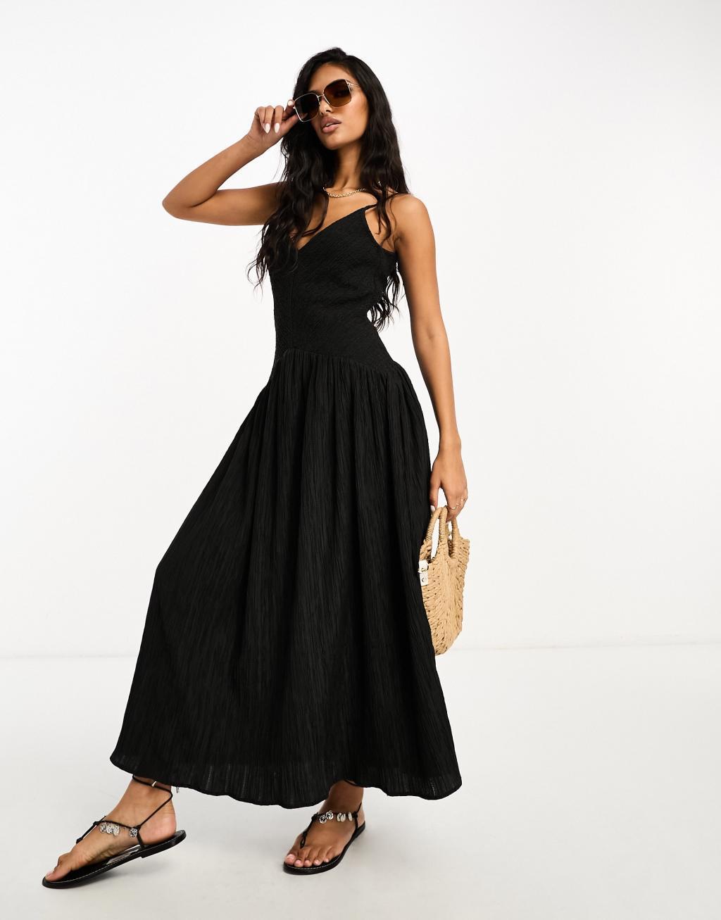 ASOS DESIGN full skirt midi crinkle sundress Product Image