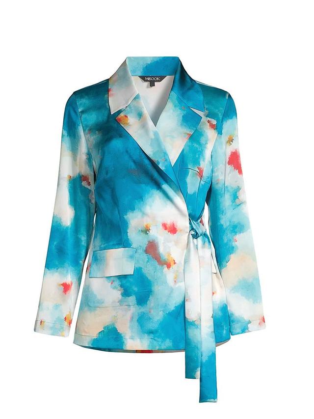 Watercolor-Print Side-Tie Crepe Jacket Product Image