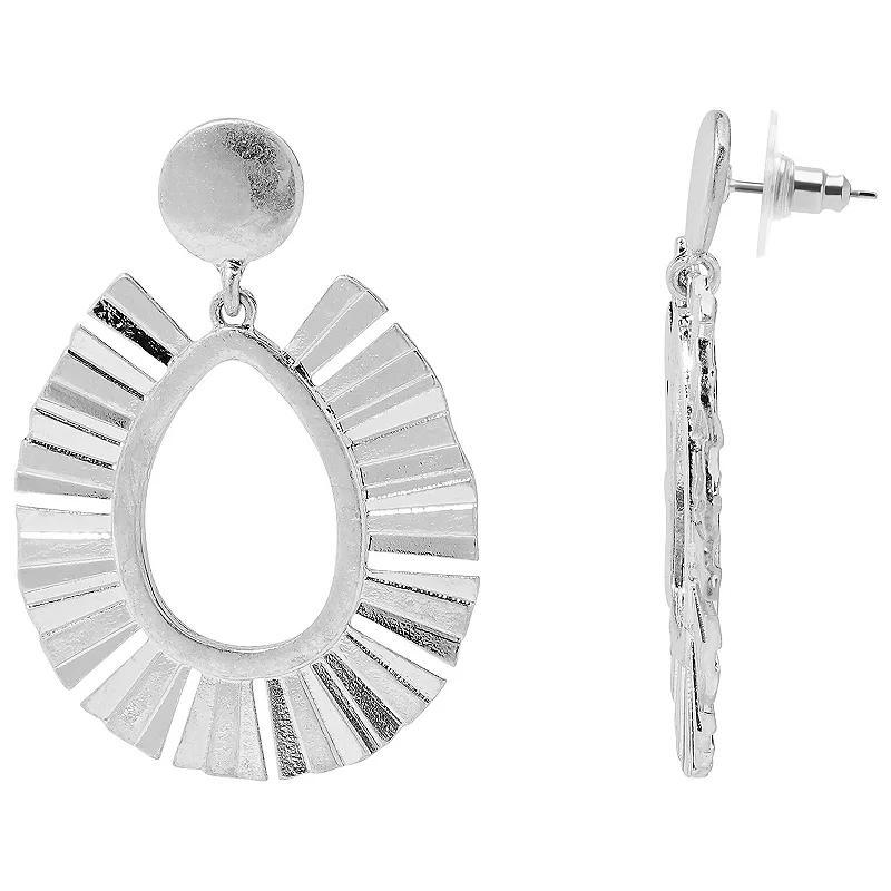 Sonoma Goods For Life Silver Tone Sunburst Oval Drop Earrings, Womens, None Product Image