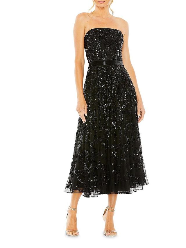 Mac Duggal Sequin Beaded Strapless Fit & Flare Cocktail Dress Product Image