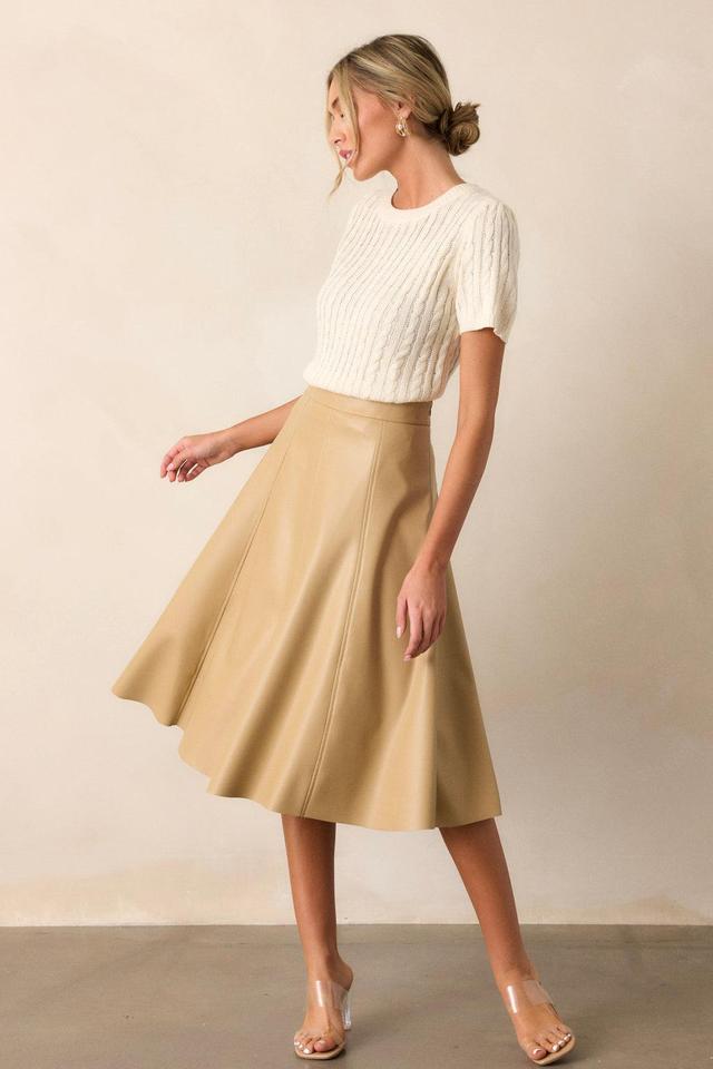 In My Memories Beige Faux Leather Midi Skirt Product Image