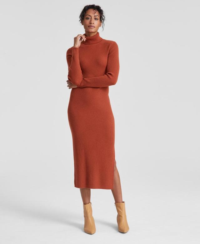 Charter Club Womens 100% Cashmere Turtleneck Midi Sweater Dress, Regular & Petites, Created for Macys Product Image