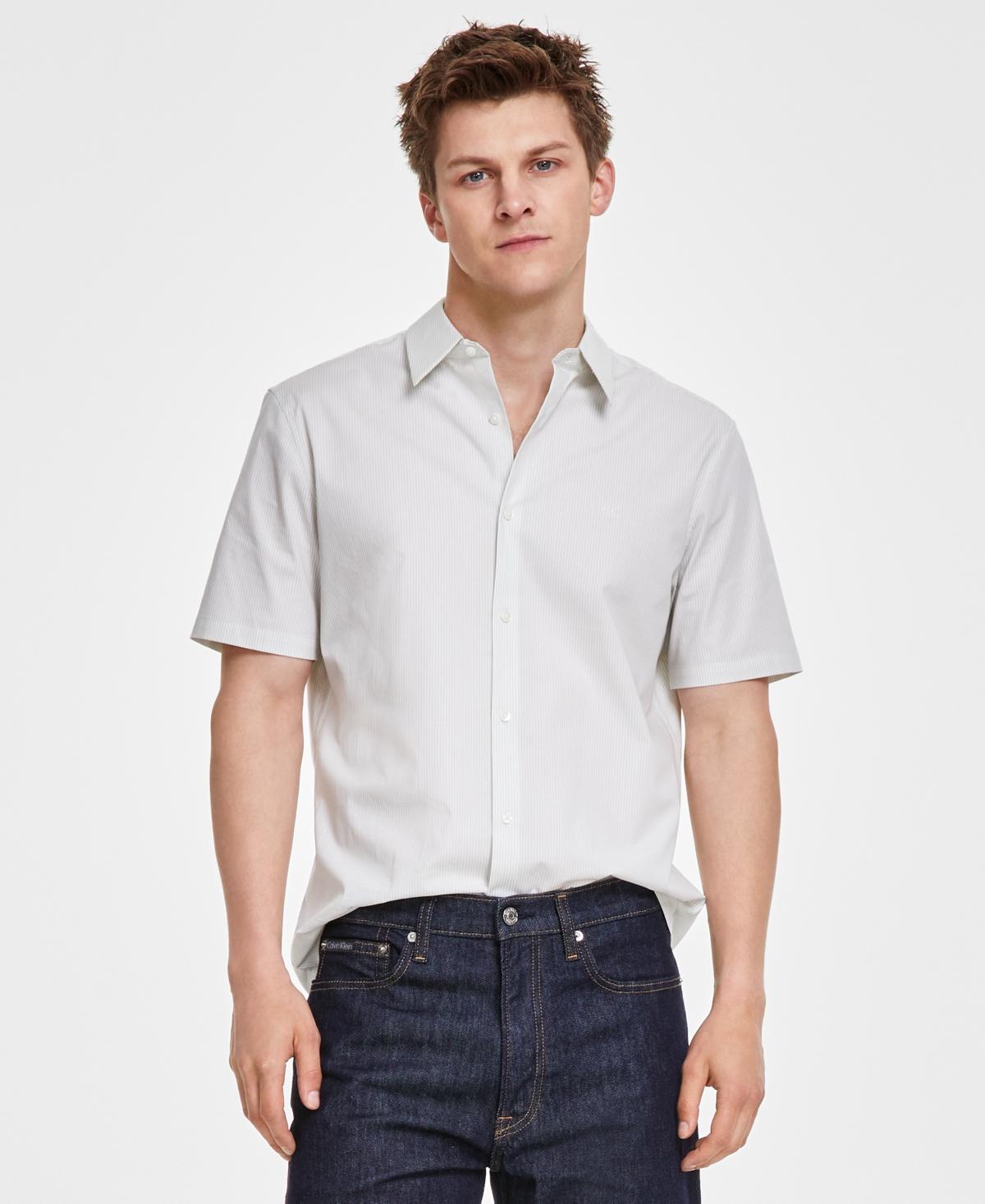 Calvin Klein Mens Slim-Fit Stretch Stripe Button-Down Shirt Product Image