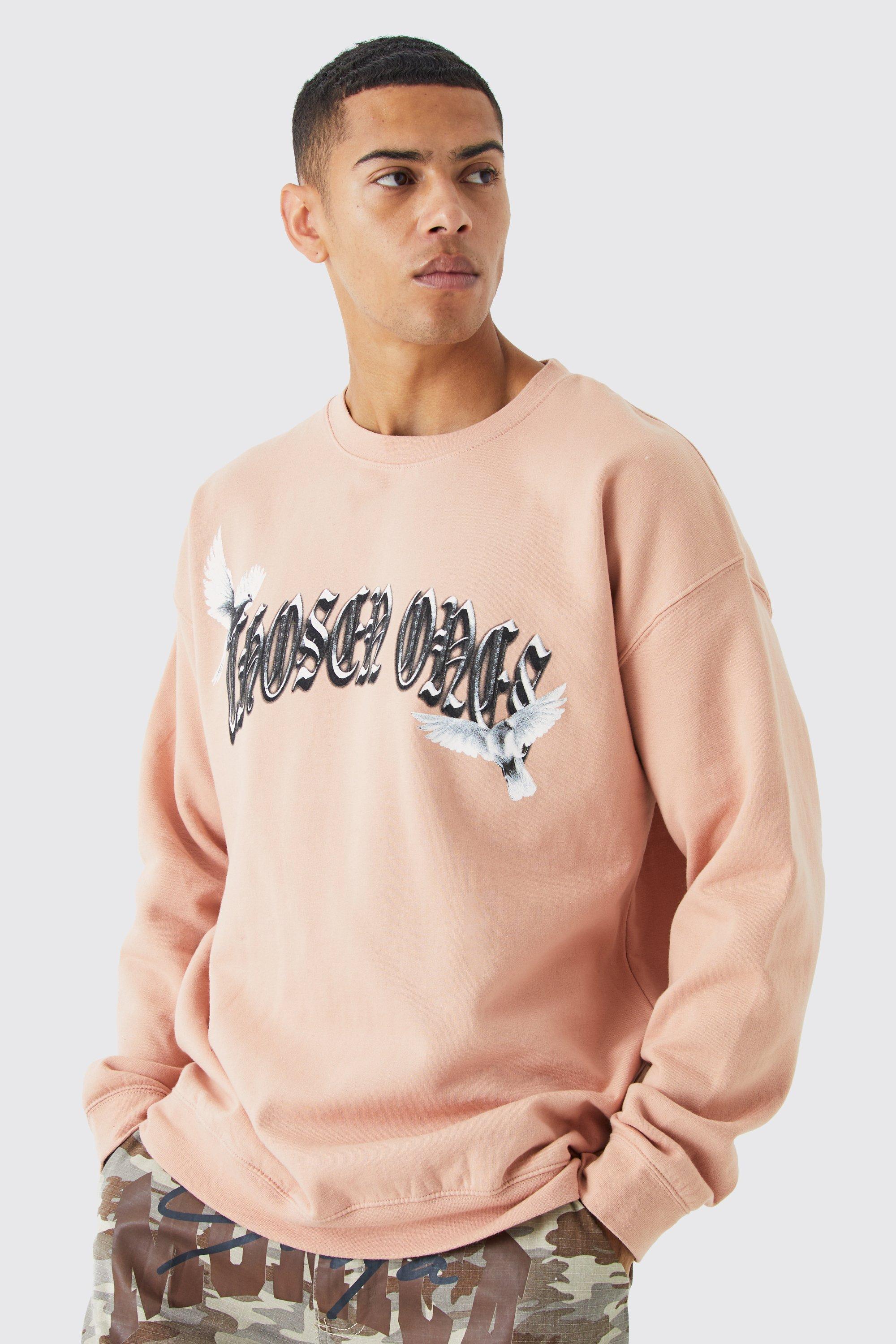 Oversized Bird Print Sweatshirt | boohooMAN USA Product Image