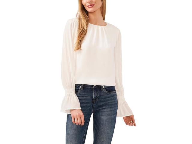 CeCe Long Sleeve Ruffle Cuff Crepe Top Product Image