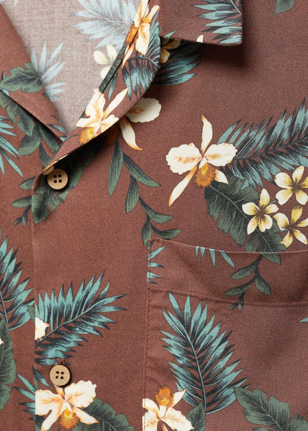 MANGO MAN - Regular-fit Hawaiian-print shirt maroonMen Product Image