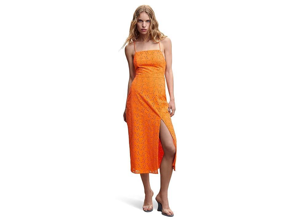 MANGO - Openwork dress with opening orange - 6 - Women Product Image