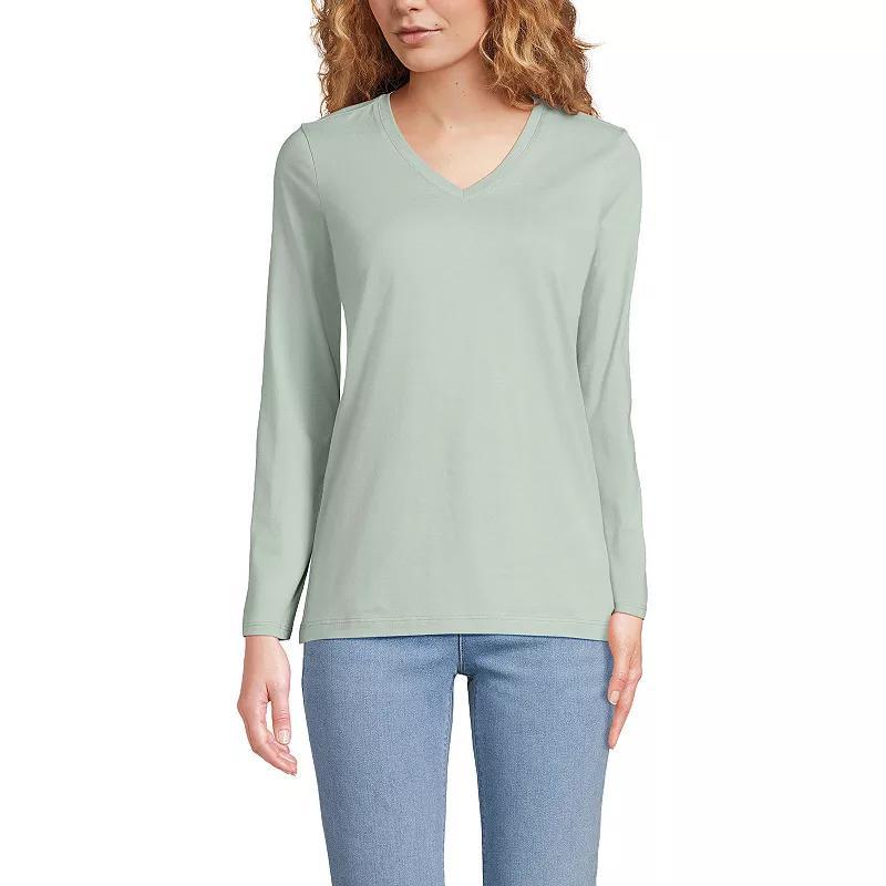 Lands End Womens Tall Relaxed Supima Cotton Long Sleeve V-Neck T-Shirt Product Image