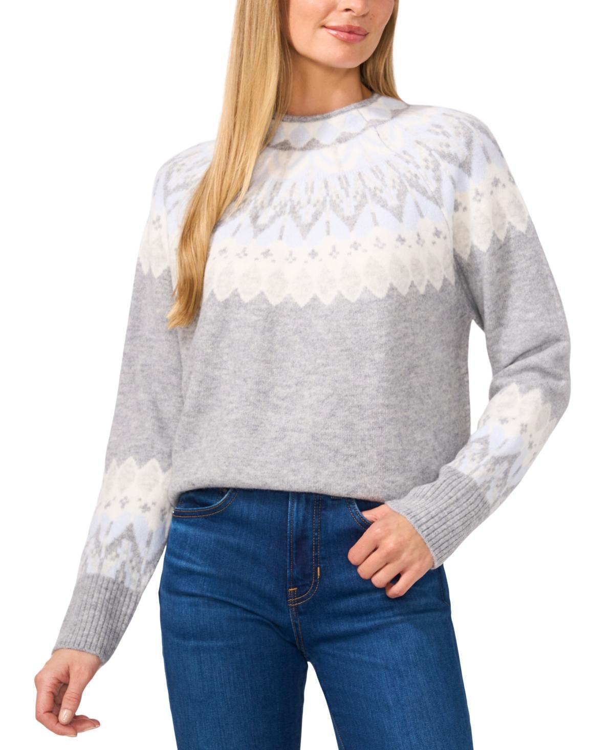 CeCe Womens Fair Isle Long Sleeve Mock Neck Sweater Product Image