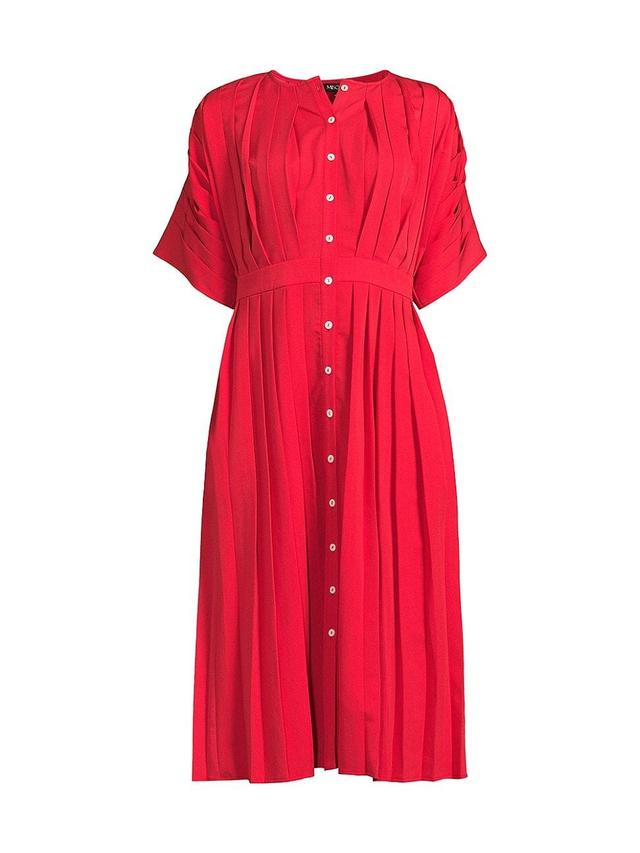 Womens Pleated Dolman-Sleeve Midi-Dress Product Image