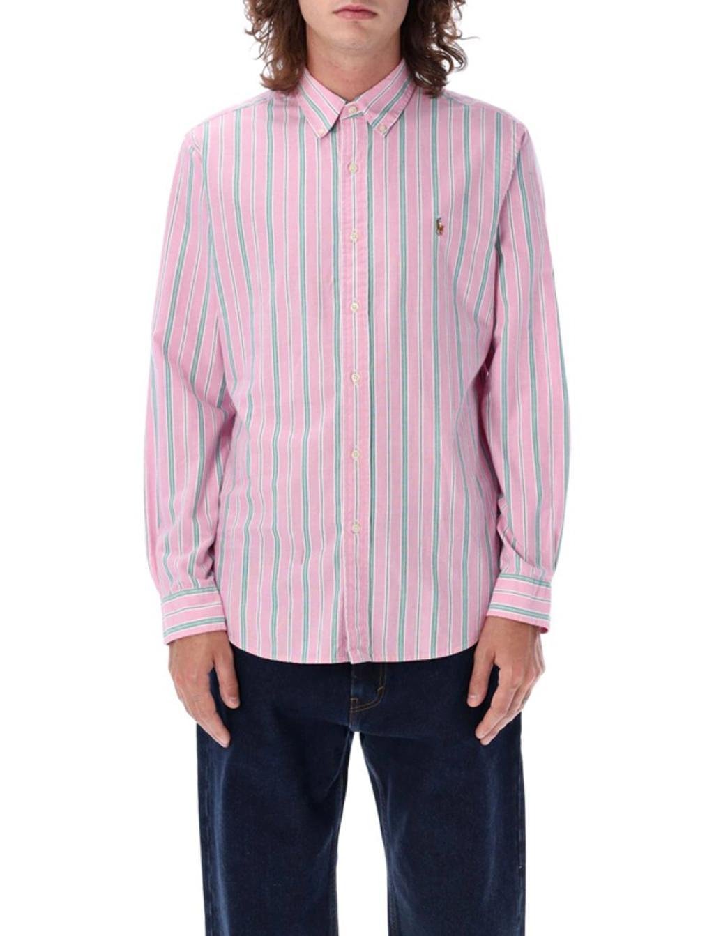 Logo Embroidered Buttoned Shirt In Pink Product Image