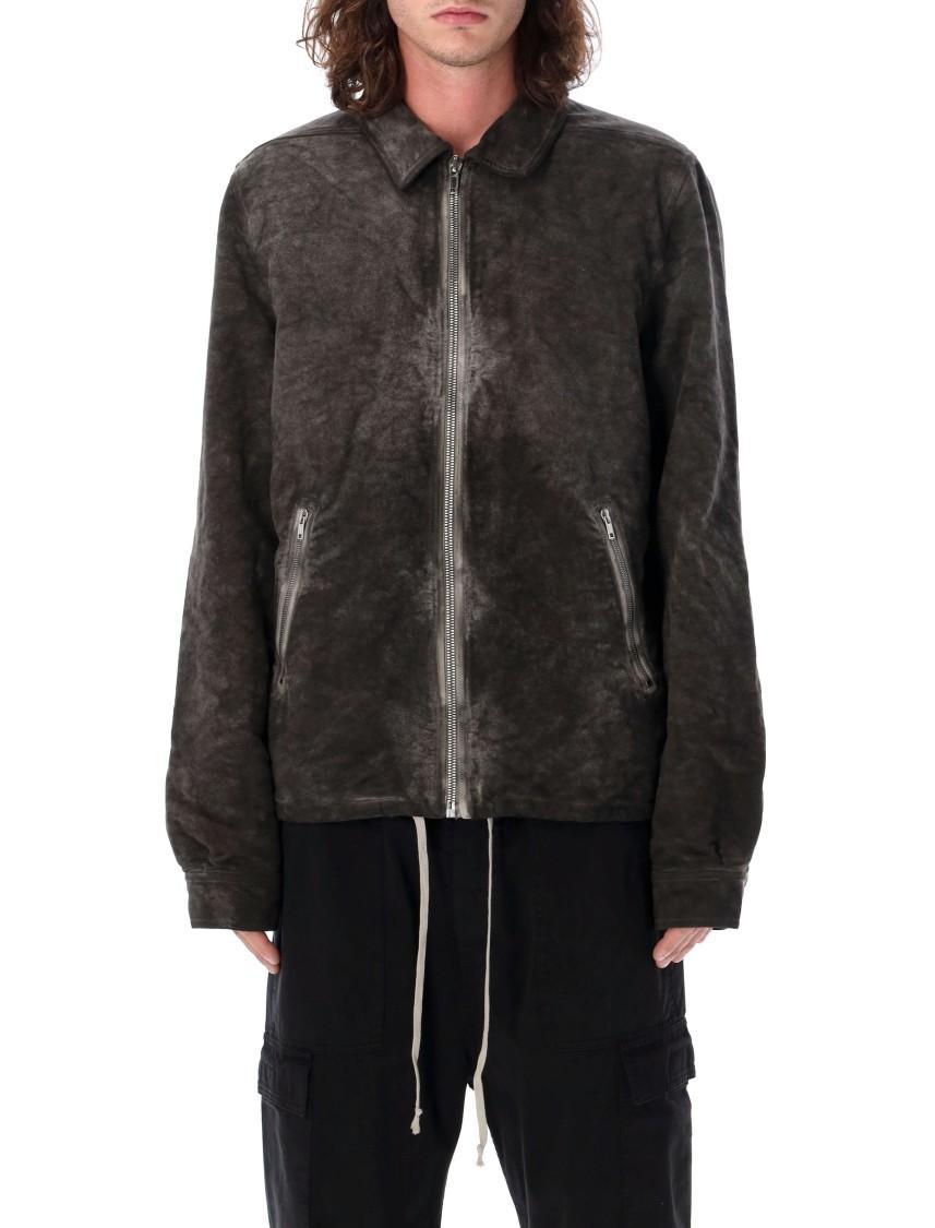 RICK OWENS DRKSHDW Zip Front Textured Jacket With Side Pockets In Black Product Image