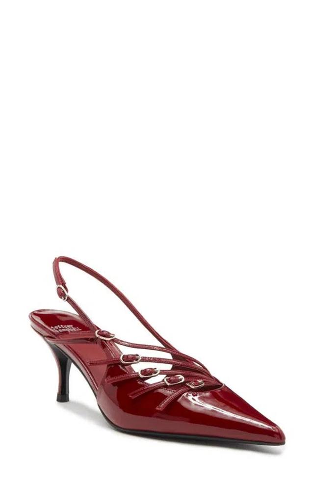 JEFFREY CAMPBELL Lash Pointed Toe Kitten Heel Sandal In Cherry Red Patent Product Image