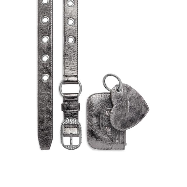 Women's Le Cagole Charms Belt Metallized With Rhinestones in Silver Product Image