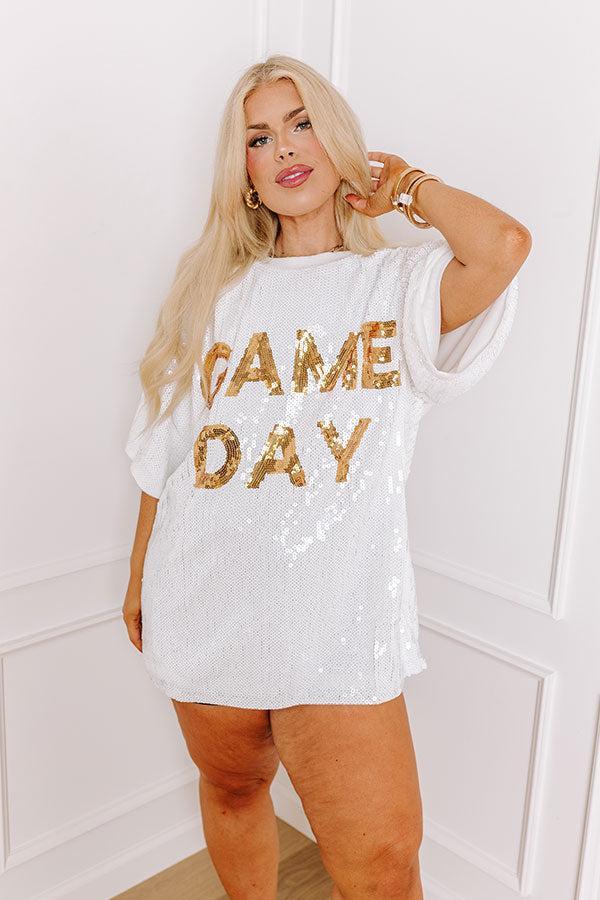 Gameday Sequin Tunic in White Curves Product Image