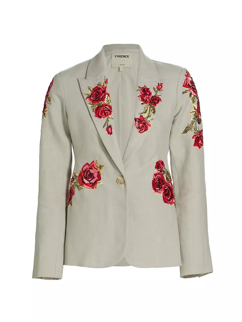 Clementine Embroidered Linen Blazer Product Image