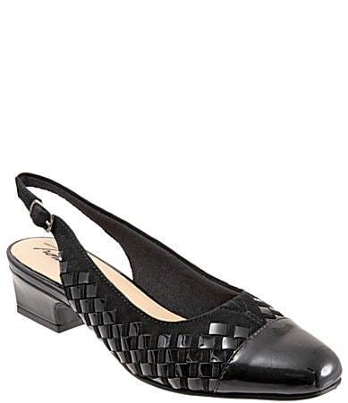 Trotters Dea Woven Suede Patent Leather Slingback Pumps Product Image