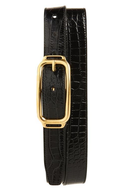 TOM FORD Stadium Buckle Croc Embossed Patent Leather Belt Product Image