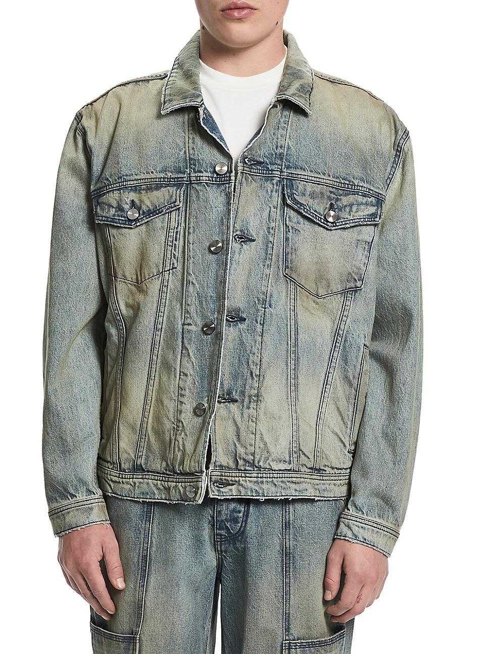 Mens Faded Denim Jacket Product Image