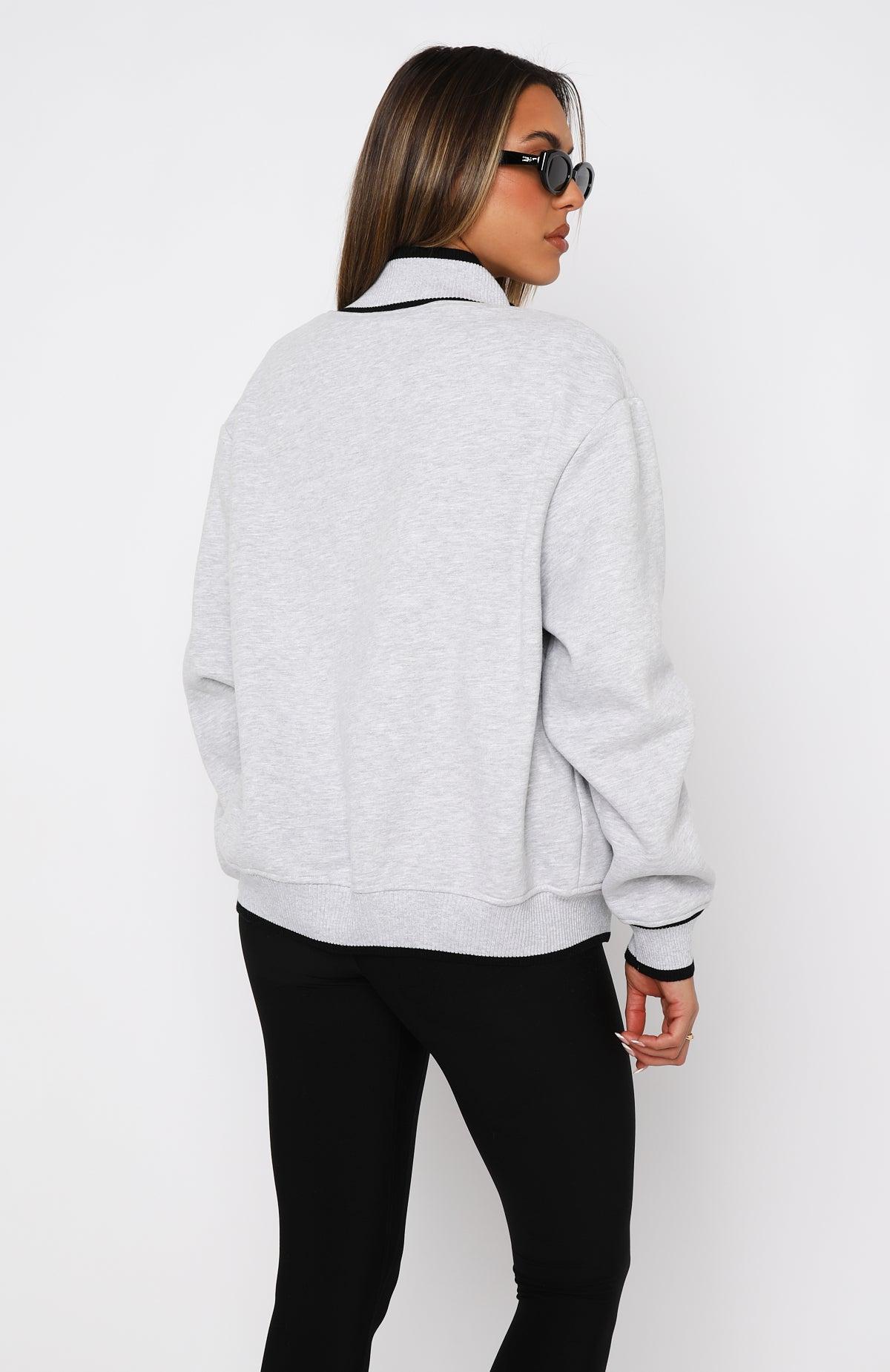 Sign Me Up Zip Front Sweater Grey Marle Product Image