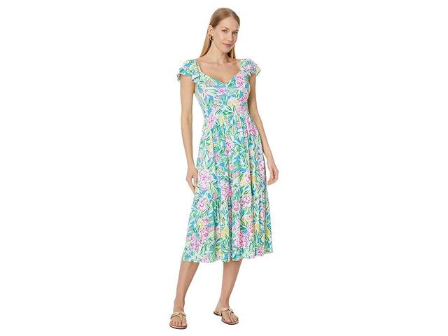 Lilly Pulitzer Bayleigh Flutter Sleeve Midi Grove Garden) Women's Dress Product Image