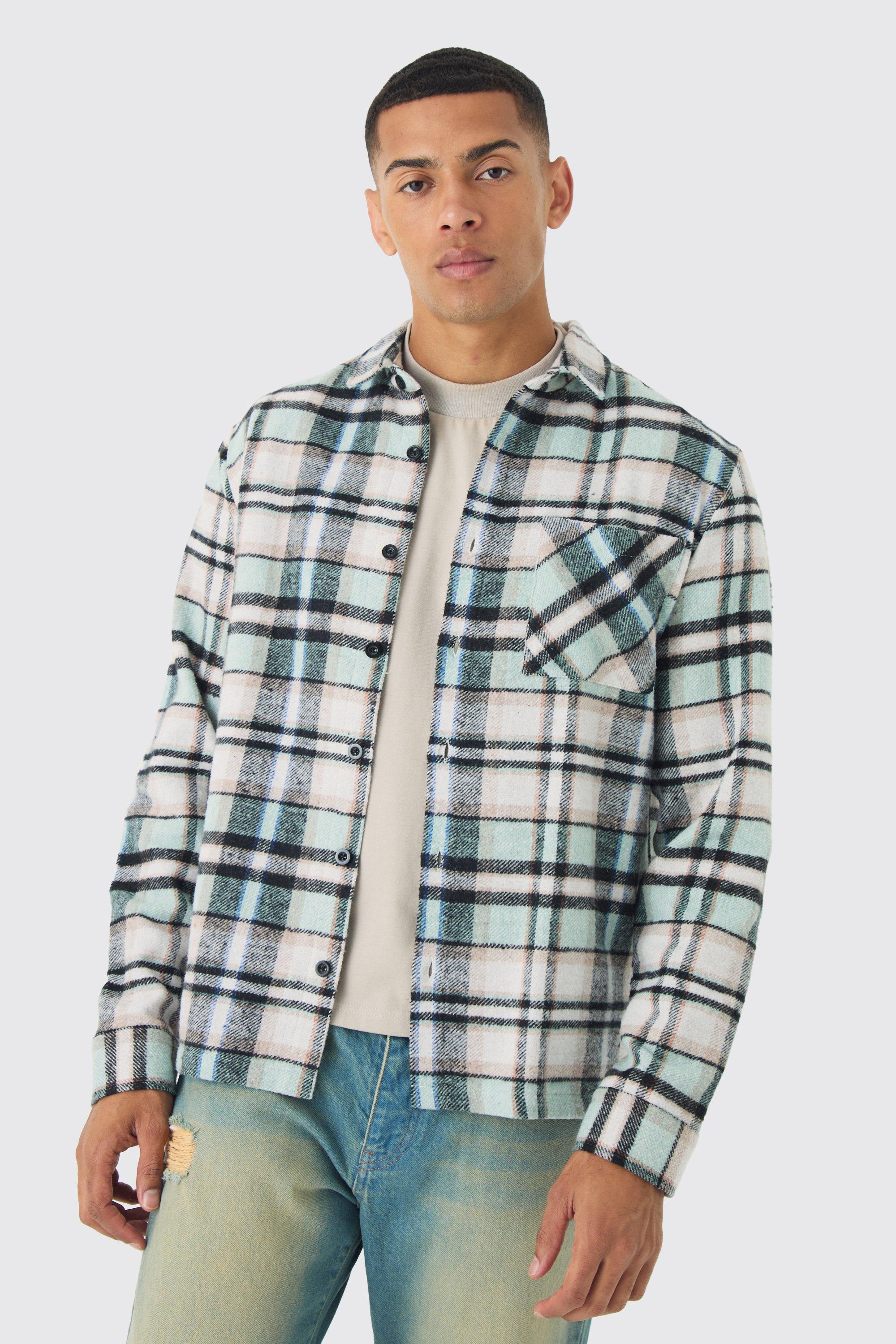 Mens Green Regular Fit Checked Shirt, Green Product Image