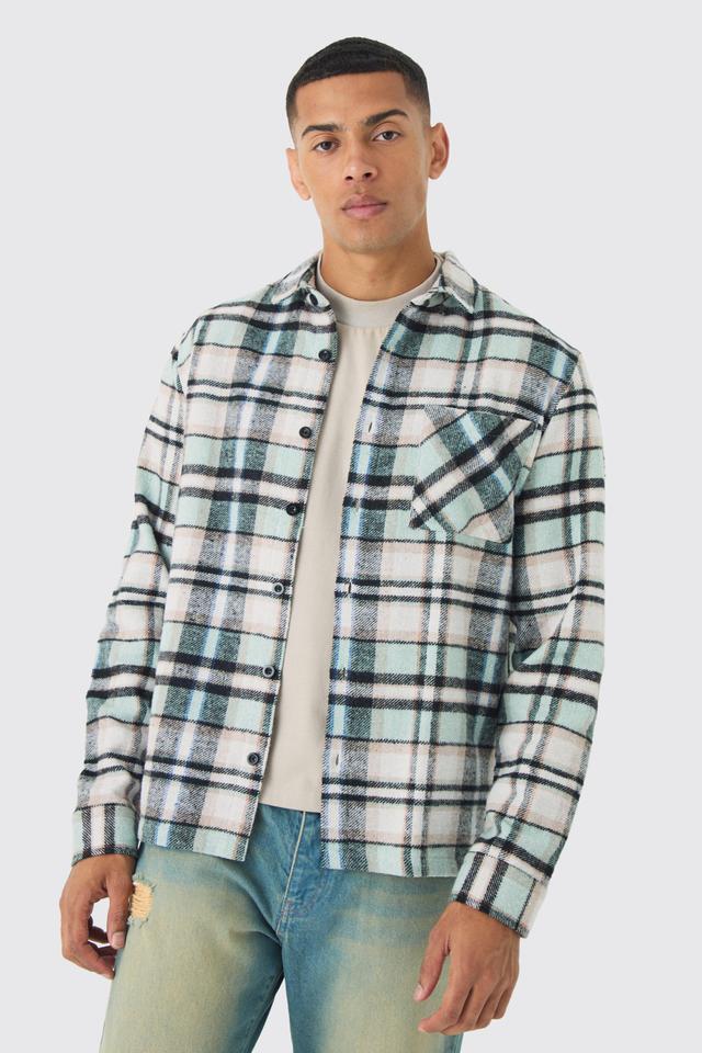 Mens Green Regular Fit Checked Shirt, Green Product Image