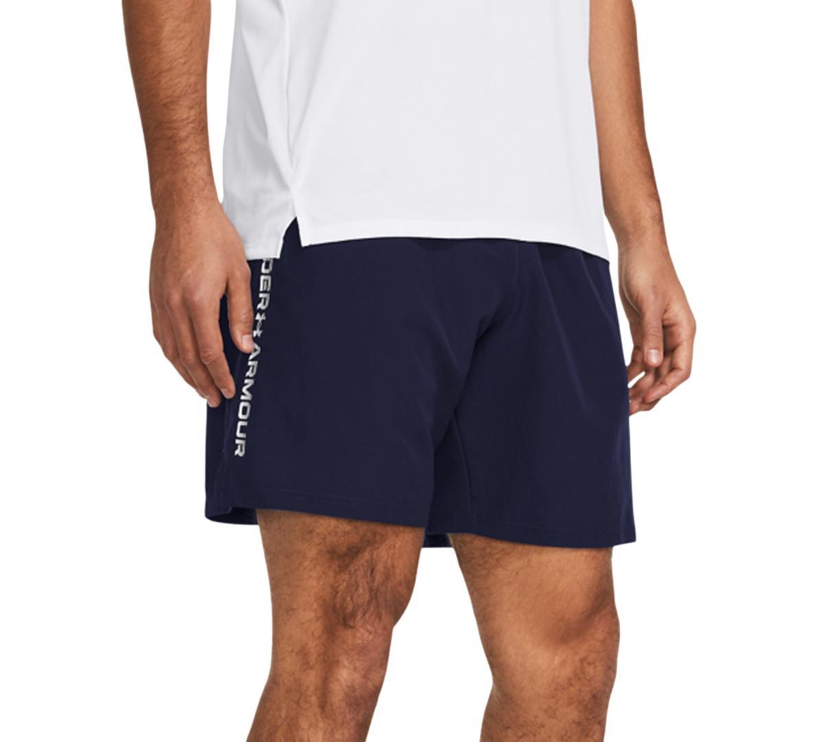 Under Armour Mens Moisture-Wicking Logo-Print 8-1/4 Tech Shorts - Black Product Image