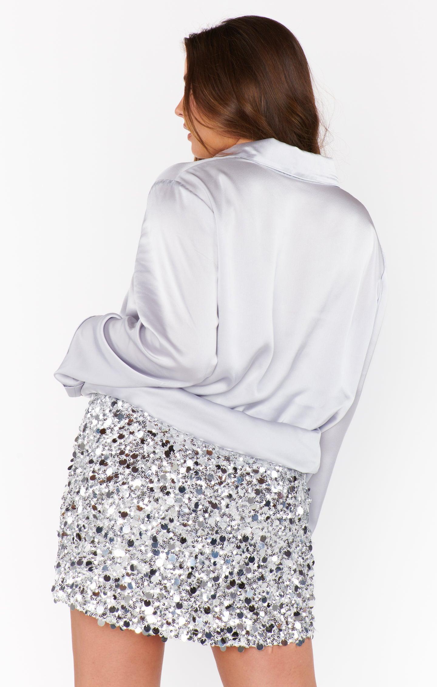 All Night Skort ~ Silver Metallic Sequins Product Image