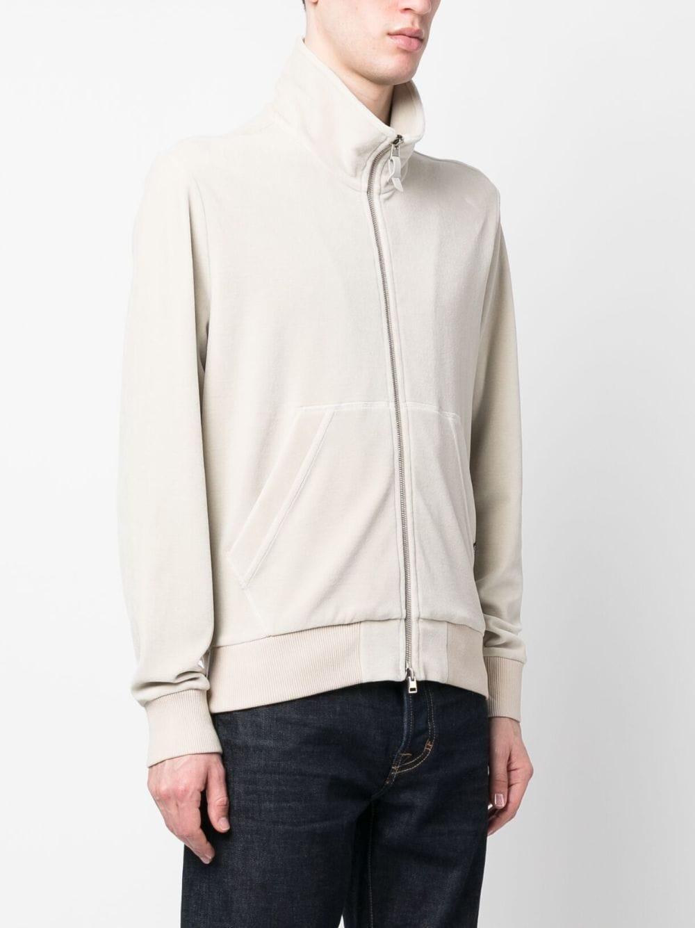 TOM FORD Funnel-neck Velour Zip Sweatshirt In Nude Product Image