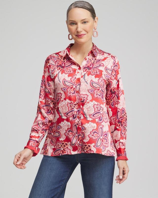 Women's Floral Pleated Blouse Product Image