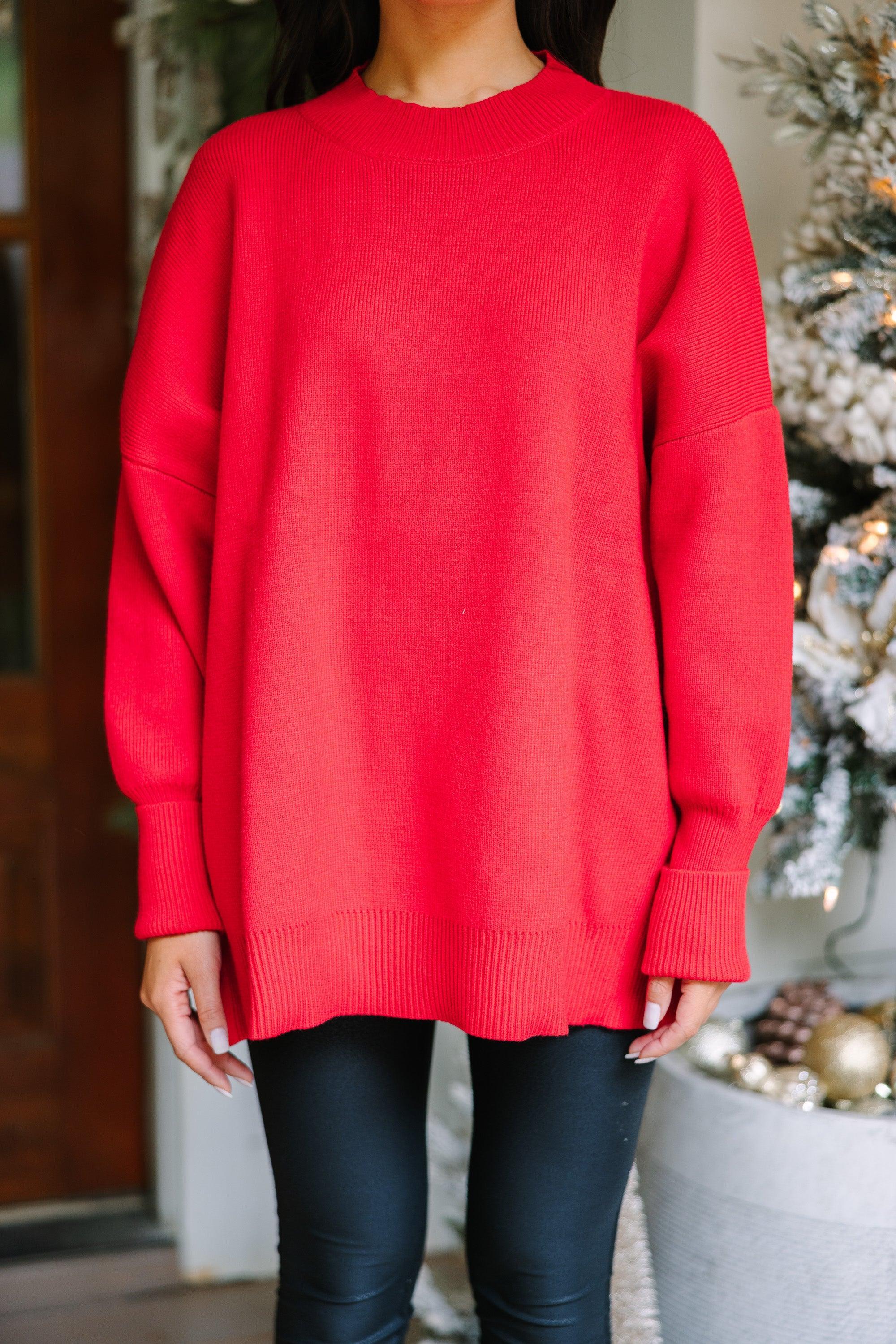 Perfectly You Red Mock Neck Sweater Female Product Image