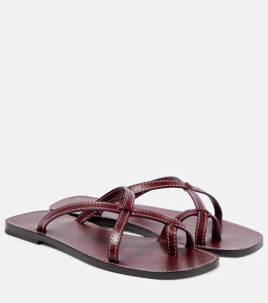 Link Leather Toe-loop Slide Sandals In Pink product image