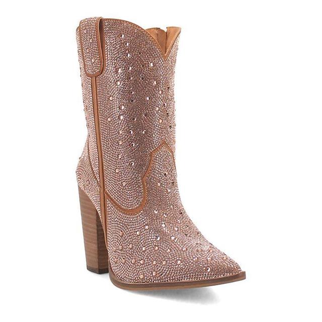 Dingo Neon Moon Rhinestone Embellished Leather Western Mid Boots Product Image