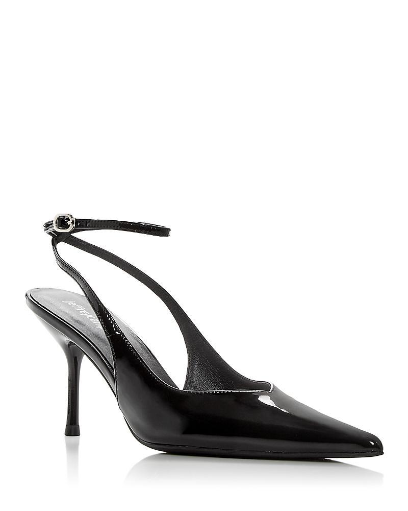 Executive Ankle Strap Pointed Toe Slingback Pump In Black Patent product image