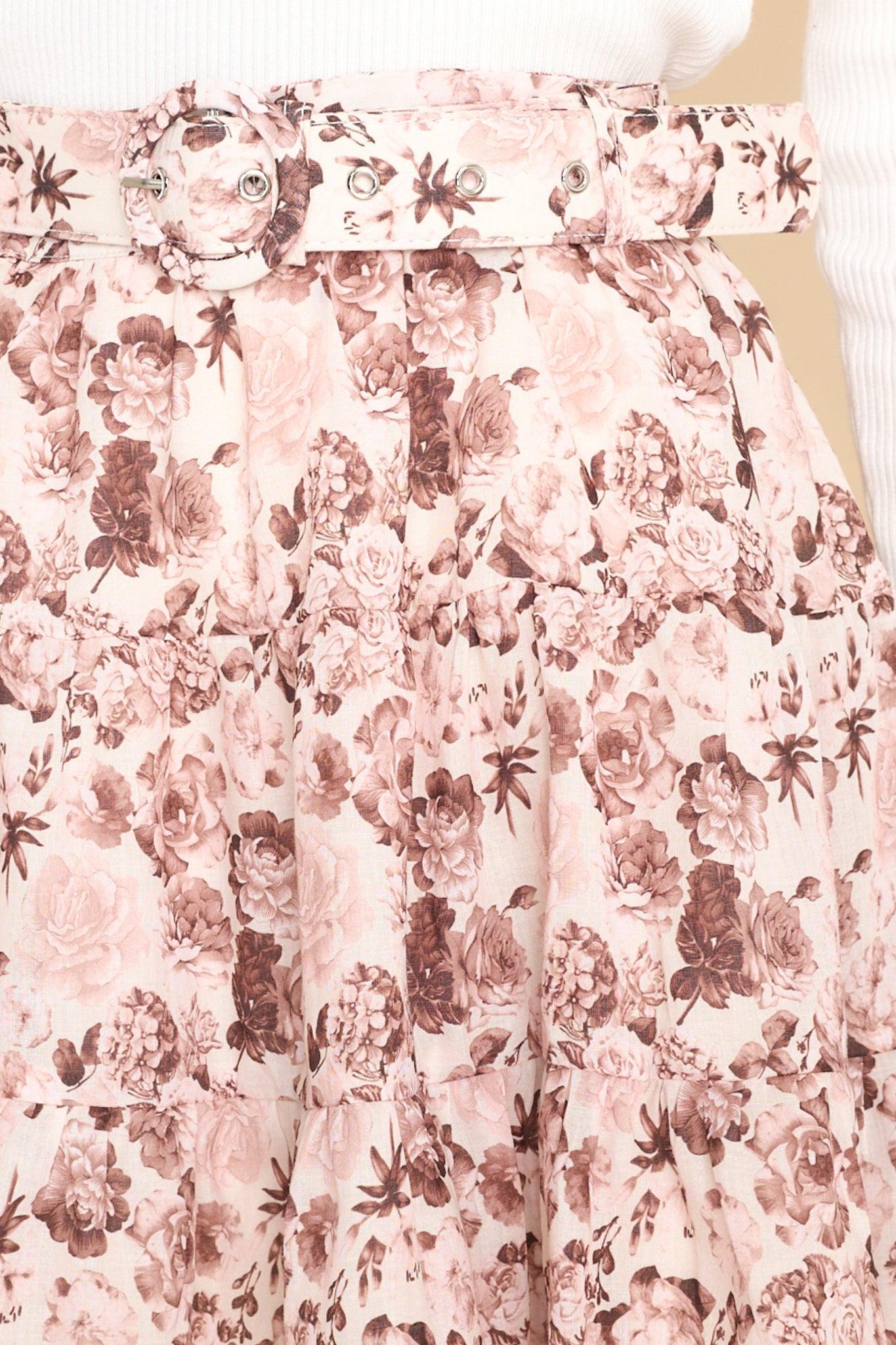 English Factory Sounds In My Mind Blush Floral Print Skirt Product Image