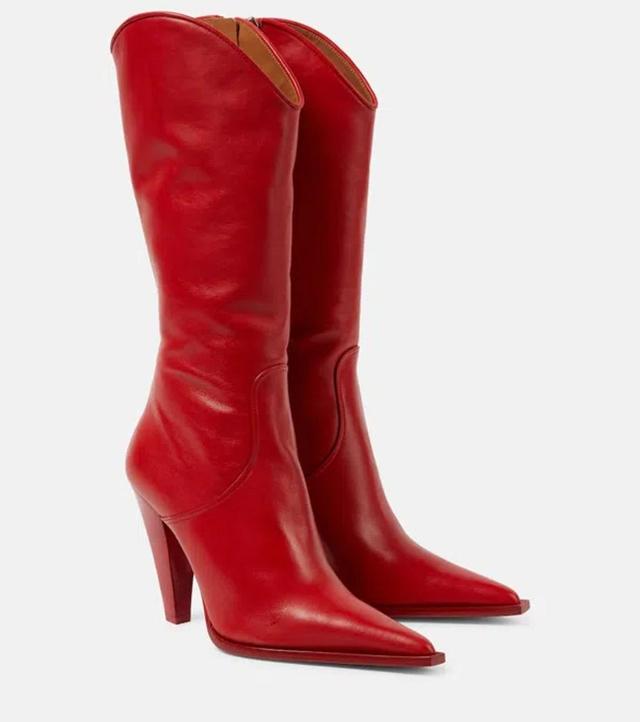 Nadia 105 Leather Knee-high Boots In Red Product Image